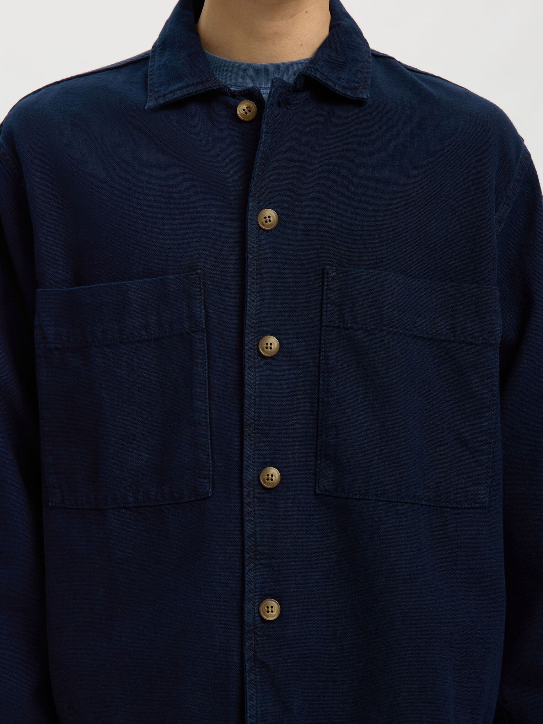 RELAXED FIT DENIM OVERSHIRT, Dark Blue Denim, highres