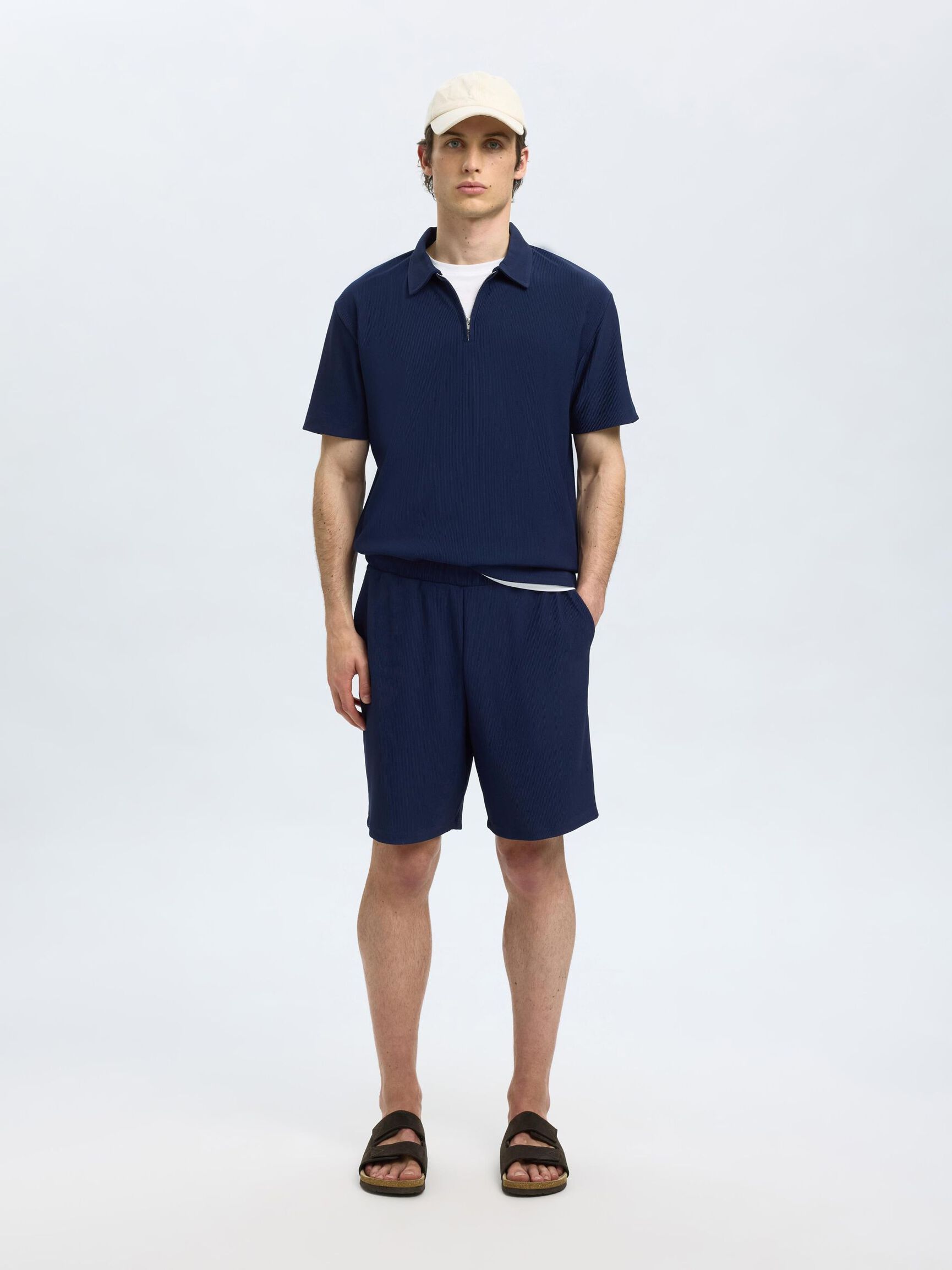 RIBBED SHORTS, Black Iris, highres