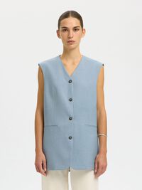 BOXY FIT WAISTCOAT, Dusty Blue, highres