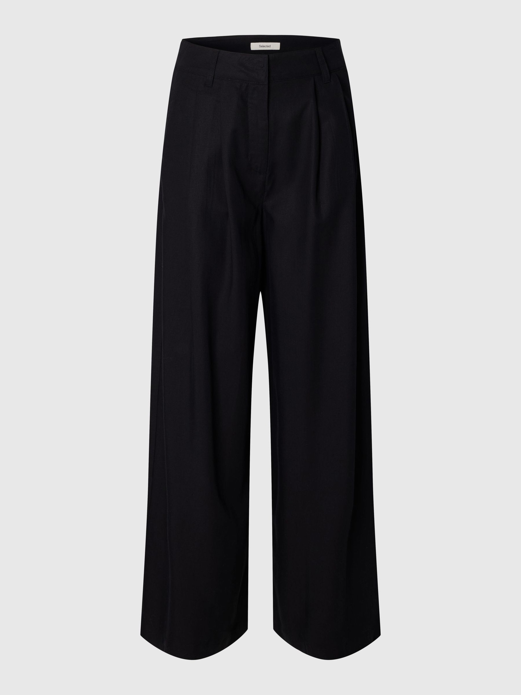 PLEATED WIDE-LEG TROUSERS, Black, highres
