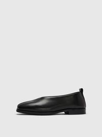 SQUARE TOE LEDERHALBSCHUHE, Black, highres