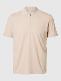SHORT SLEEVED POLO SHIRT, Oatmeal, highres