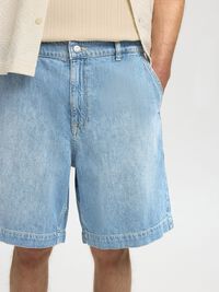 LOOSE FIT DENIM SHORTS, Light Blue Denim, highres