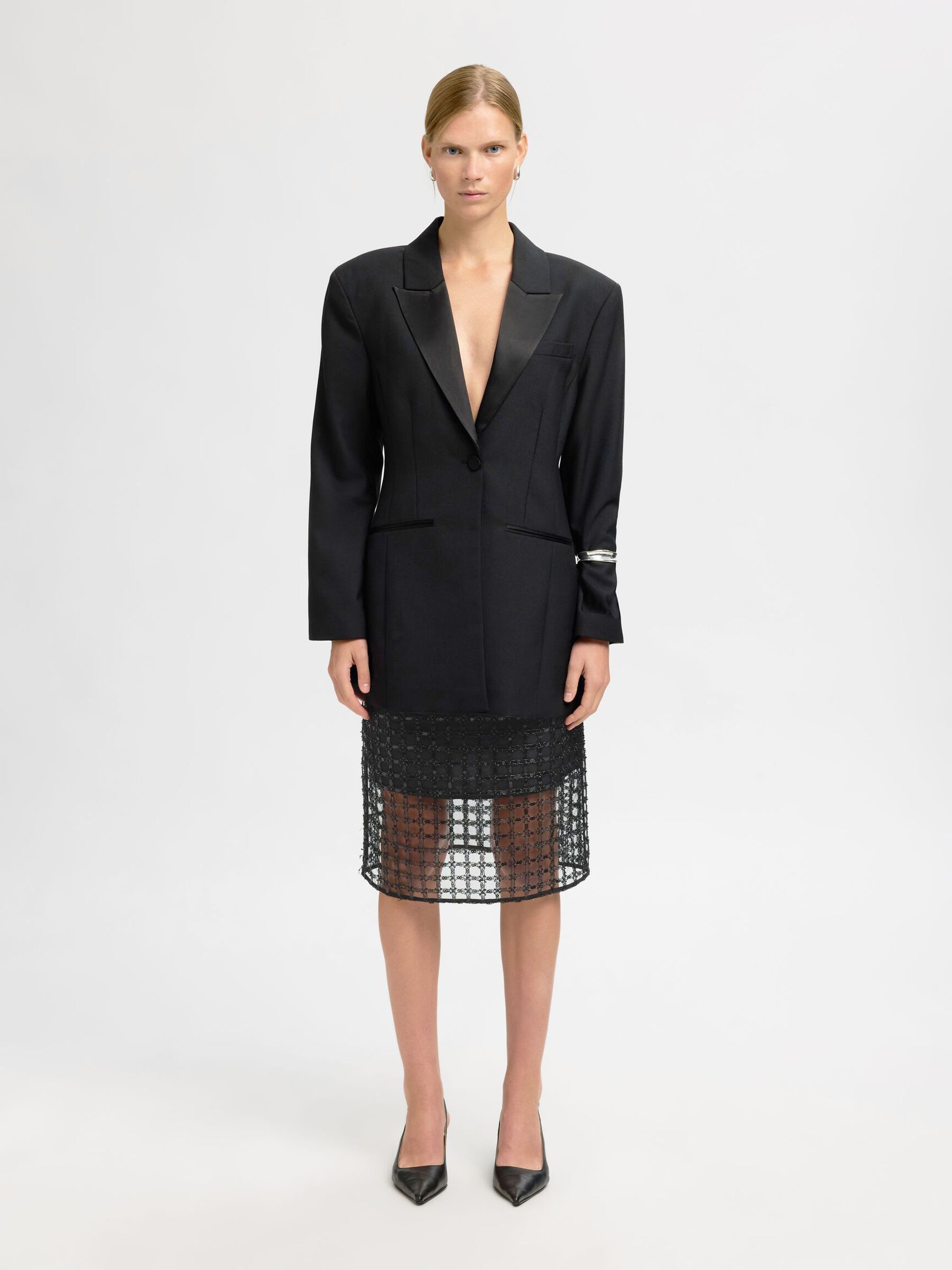 SEQUIN MIDI SKIRT, Black, highres