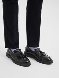 LEDER KILTIE HALBSCHUHE, Black, highres