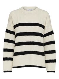 STRIPED KNITTED JUMPER, Snow White, highres