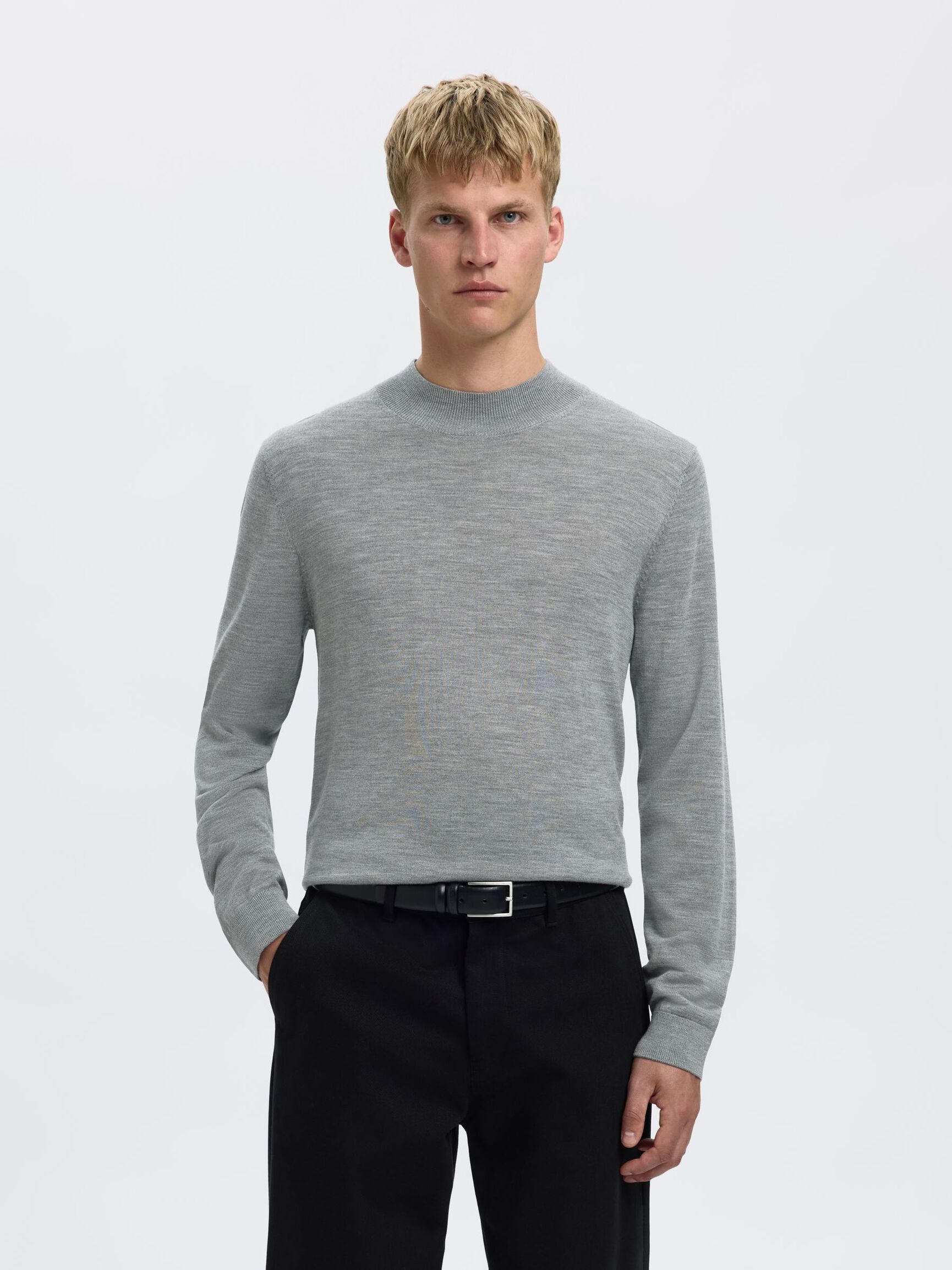 SWETER Z PÓŁGOLFEM, Medium Grey Melange, highres