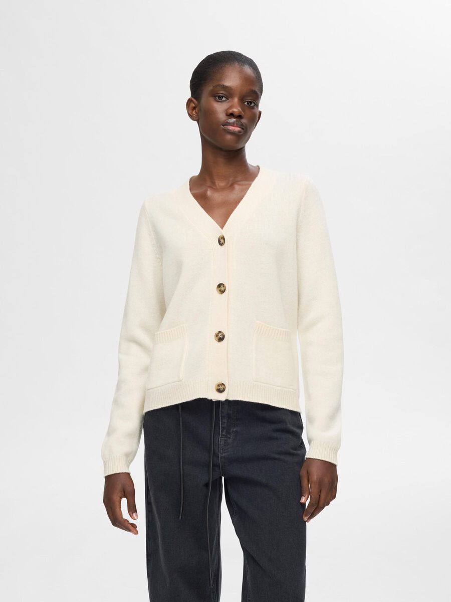 Selected 100 % ULL CARDIGAN, Birch, highres - 16094279_Birch_003.jpg