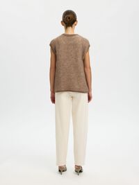 WOOL BLEND KNITTED VEST, Chocolate Chip, highres