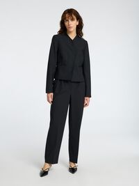 WOOL BLEND  BARREL FIT TROUSERS, Black, highres