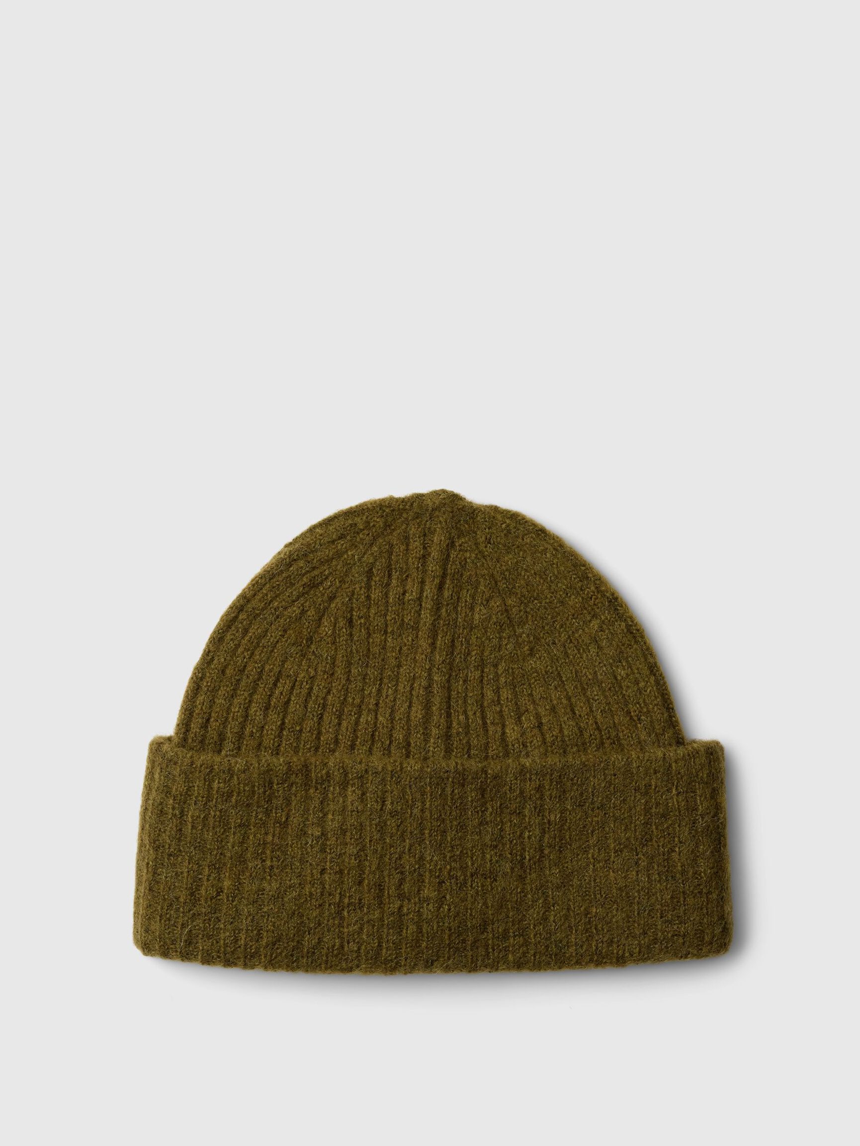 WOOL BLEND BEANIE, Fir Green, highres