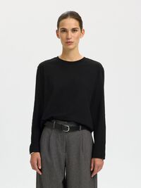 LONG-SLEEVED BOXY T-SHIRT, Black, highres
