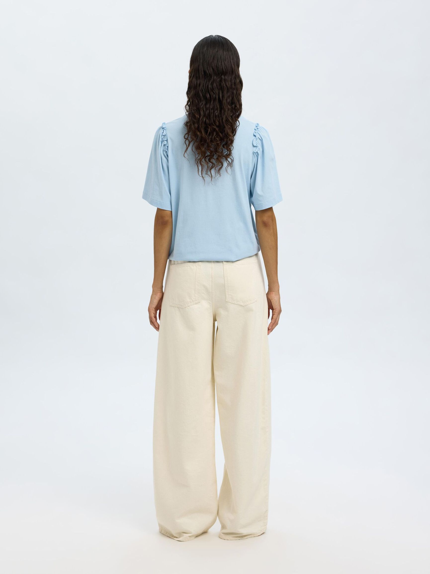 RUCHES KATOEN T-SHIRT, Cashmere Blue, highres