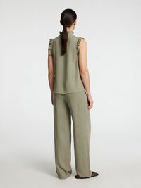 SLEEVELESS RUFFLE DETAIL TOP, Vetiver, highres