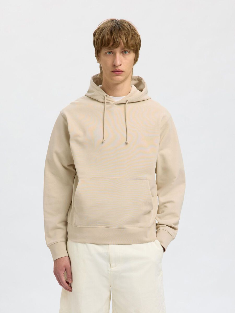 Selected 100% COTTON HOODIE, Oatmeal, highres - 16100000_Oatmeal_003.jpg