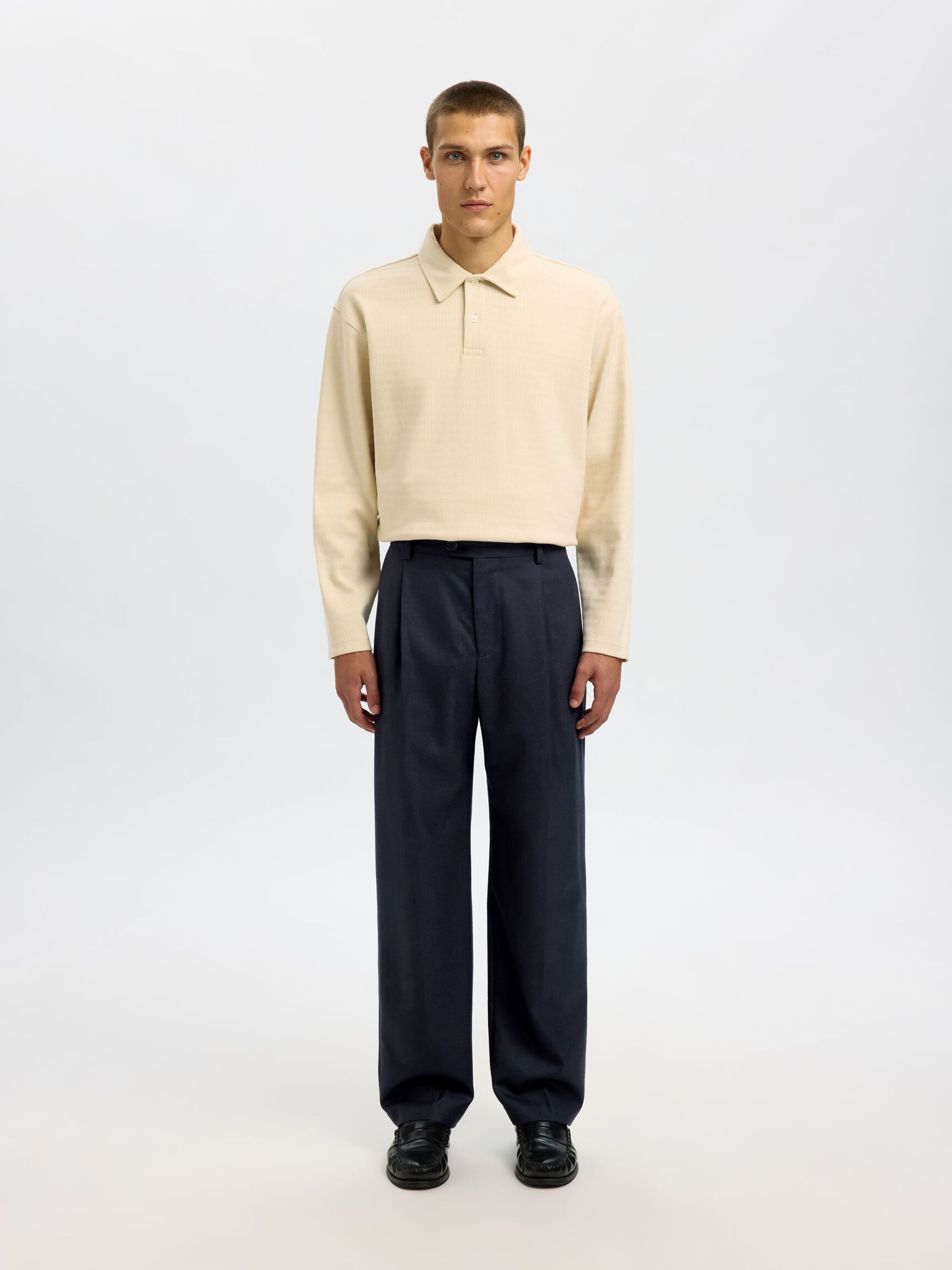 WOLLMIX LOOSE FIT HOSEN, Dark Navy, highres