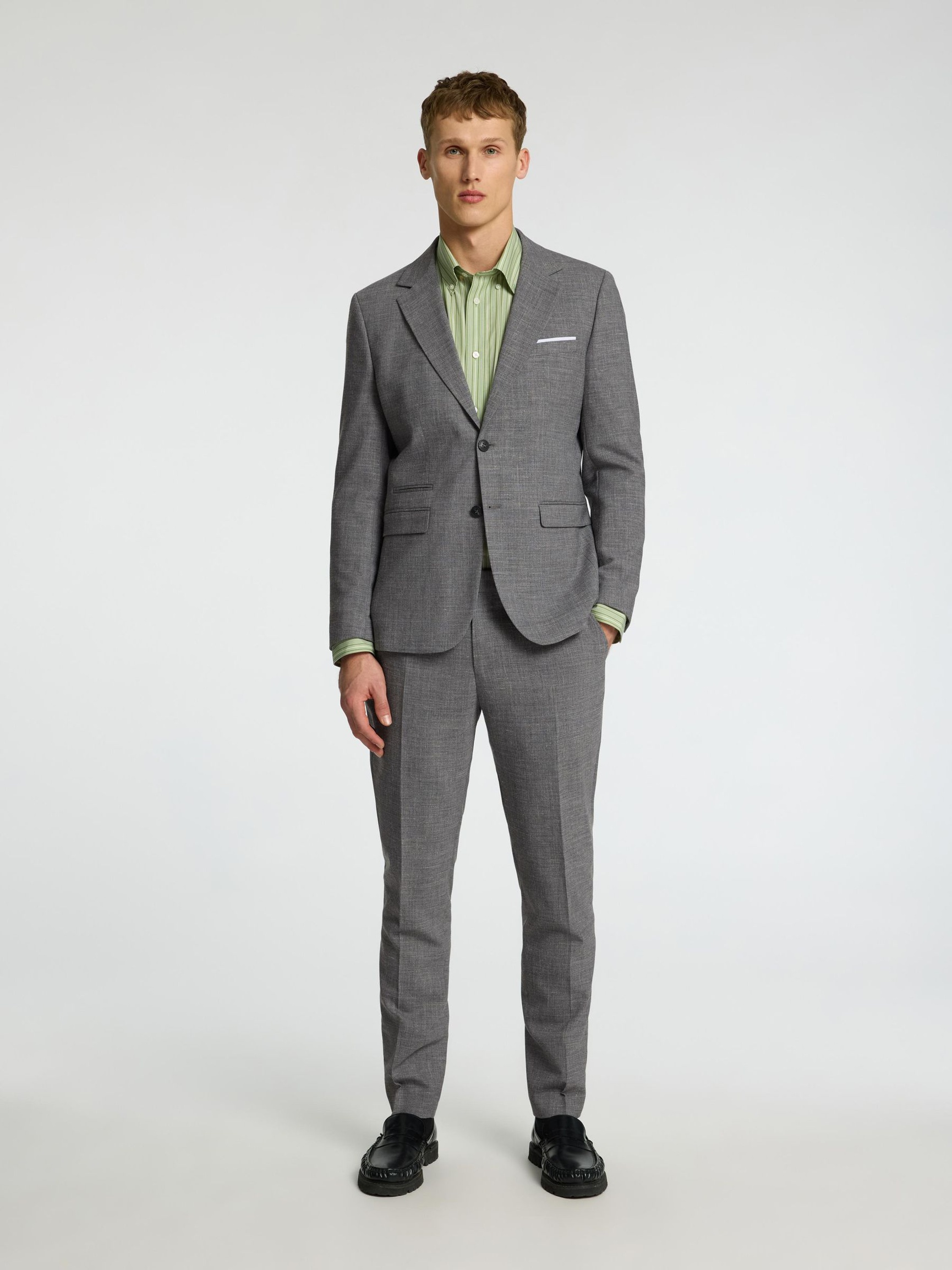 SLIM FIT SINGLE-BREASTED BLAZER, Grey, highres