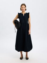 BAUMWOLL MAXIKLEID, Black, highres