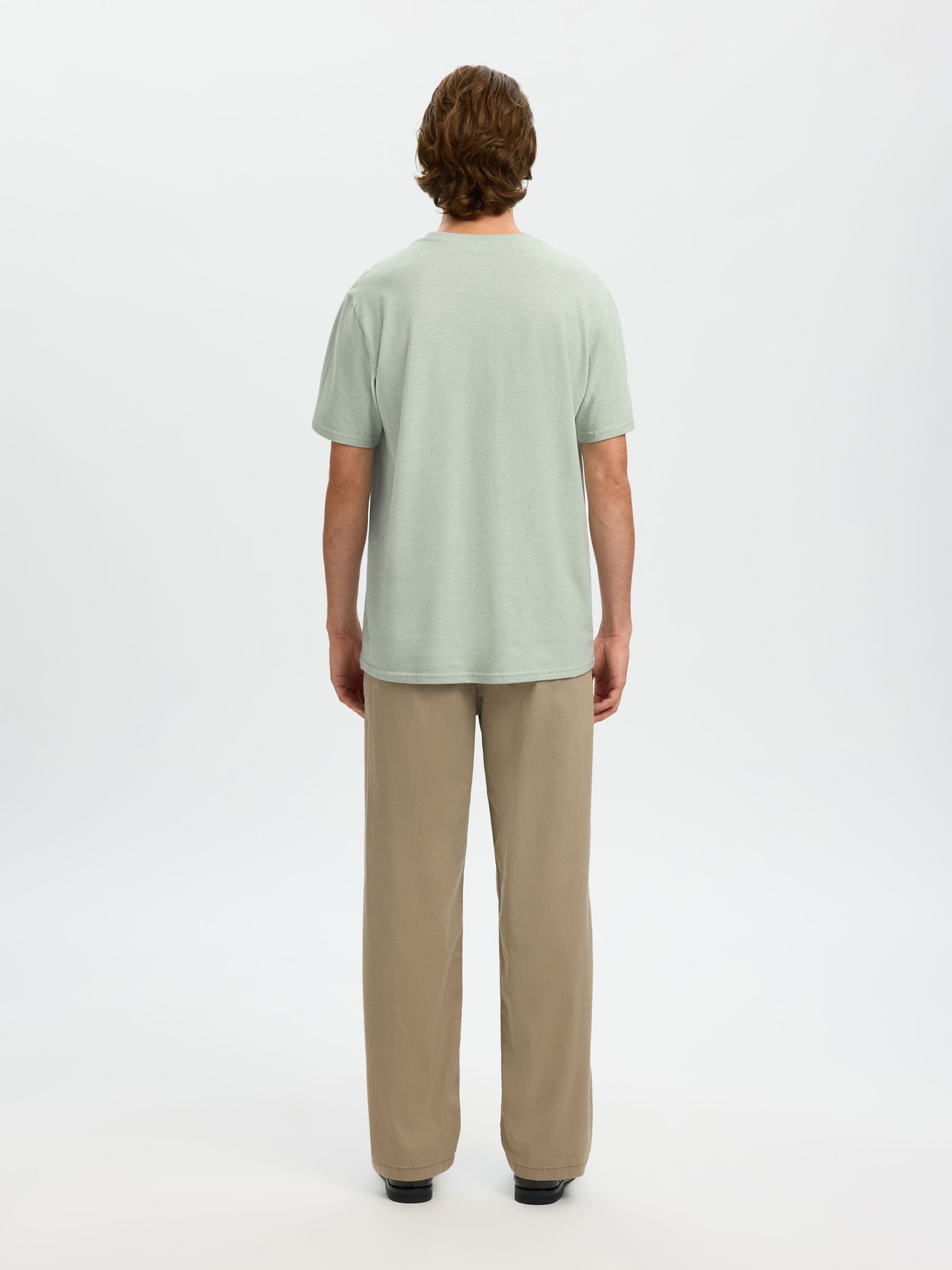 LINEN BLEND T-SHIRT, Aqua Gray, highres