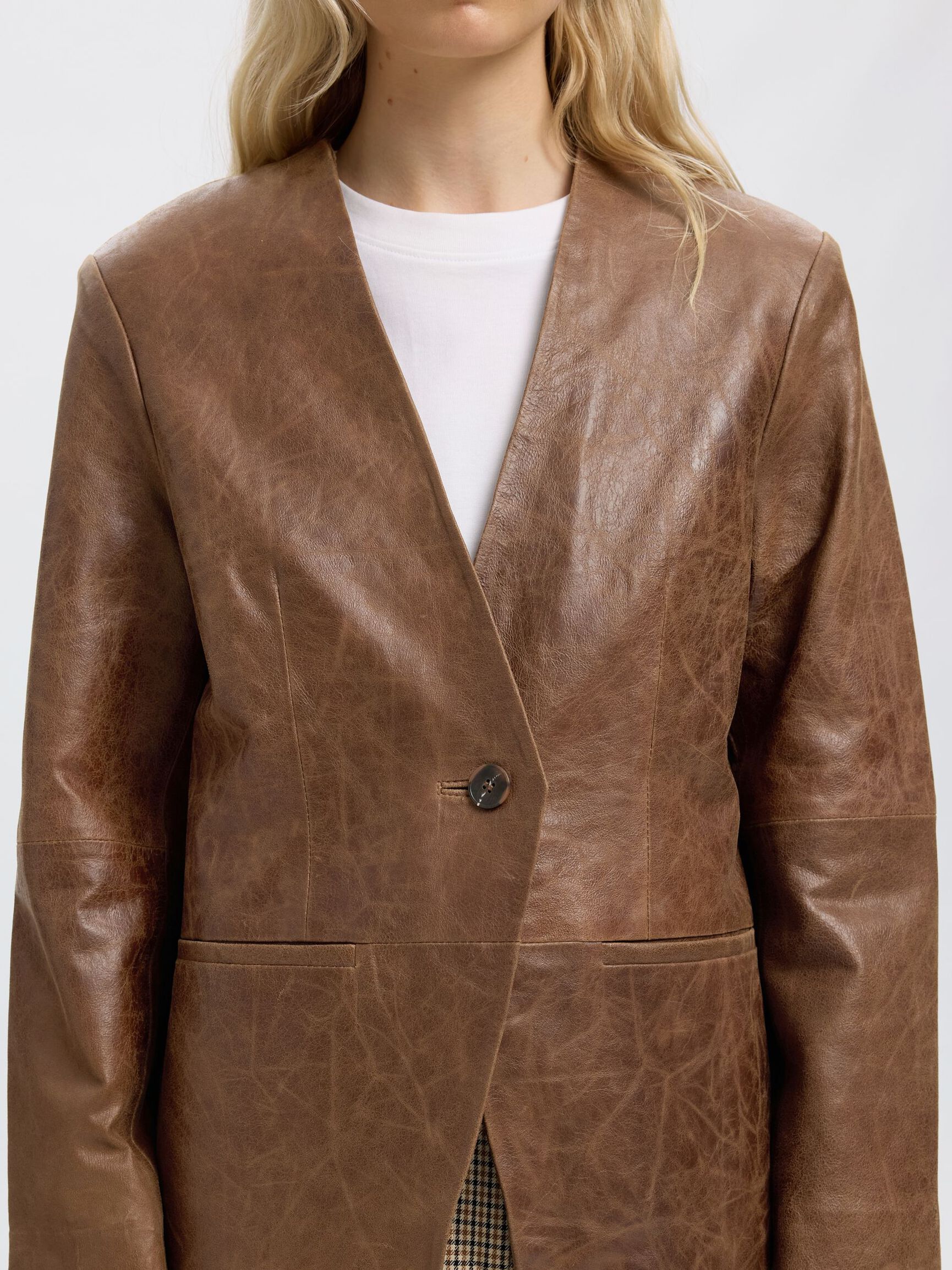 OVERSIZED LEATHER JACKET, Delicioso, highres