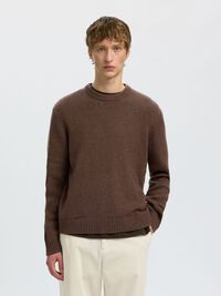 WOOL BLEND RELAXED FIT JUMPER, Chocolate Chip, highres