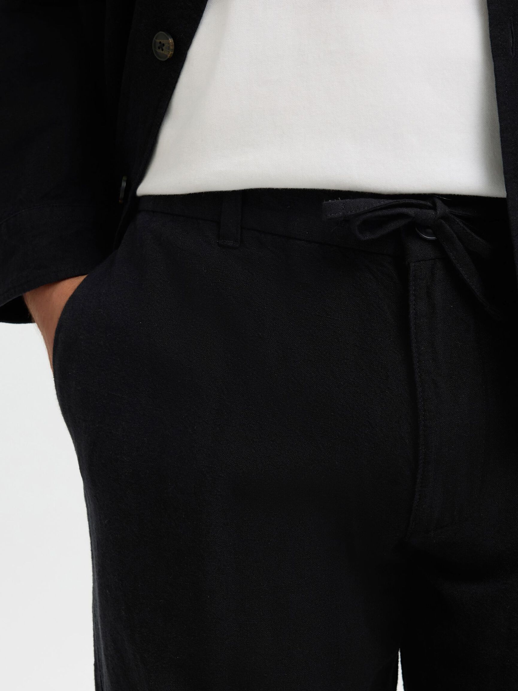 196 STRAIGHT FIT BUKSER I HØRBLANDING, Black, highres