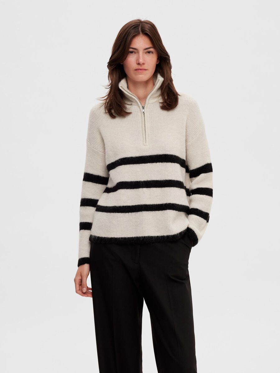 Selected WOOL BLEND HALF-ZIP  PULLOVER, Birch, highres - 16090274_Birch_1042143_003.jpg