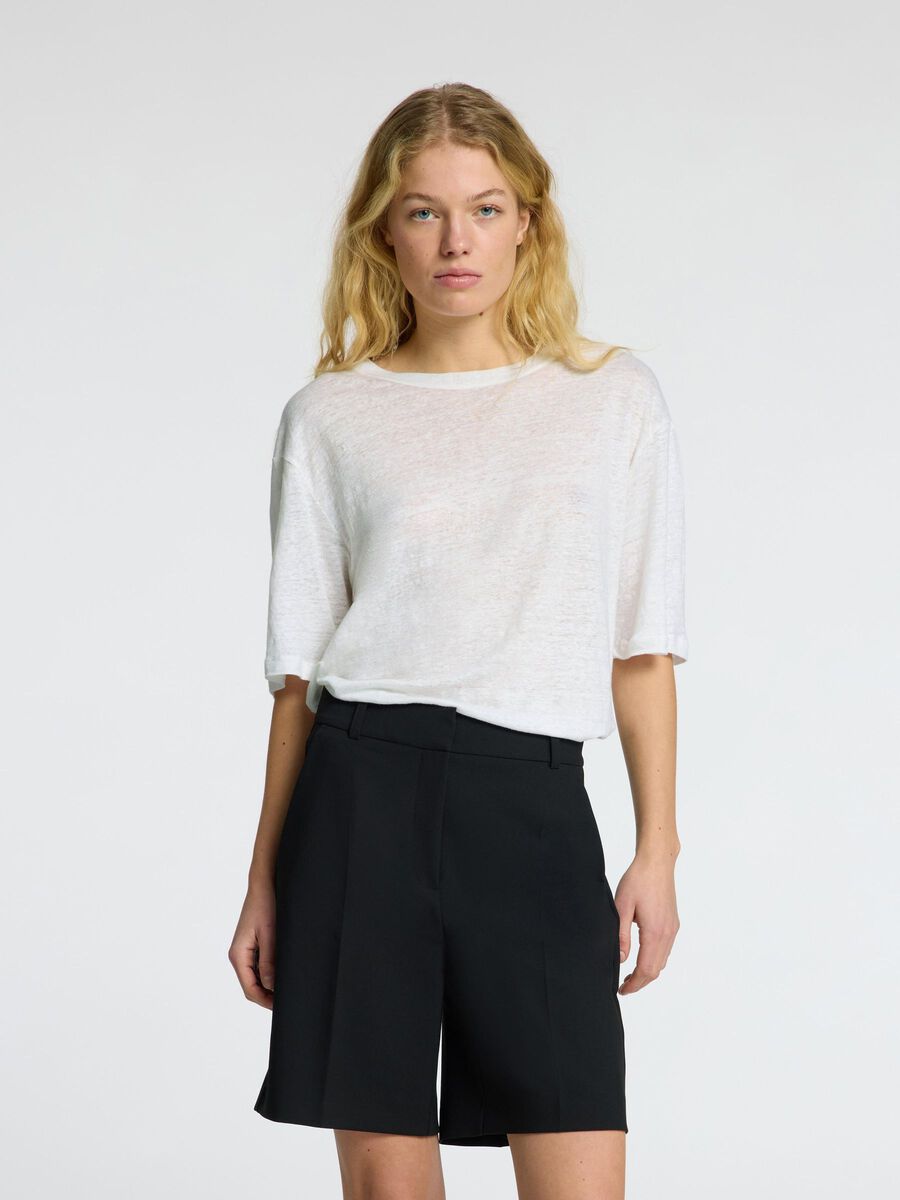 Selected LINEN T-SHIRT, Bright White, highres - 16090089_BrightWhite_003.jpg