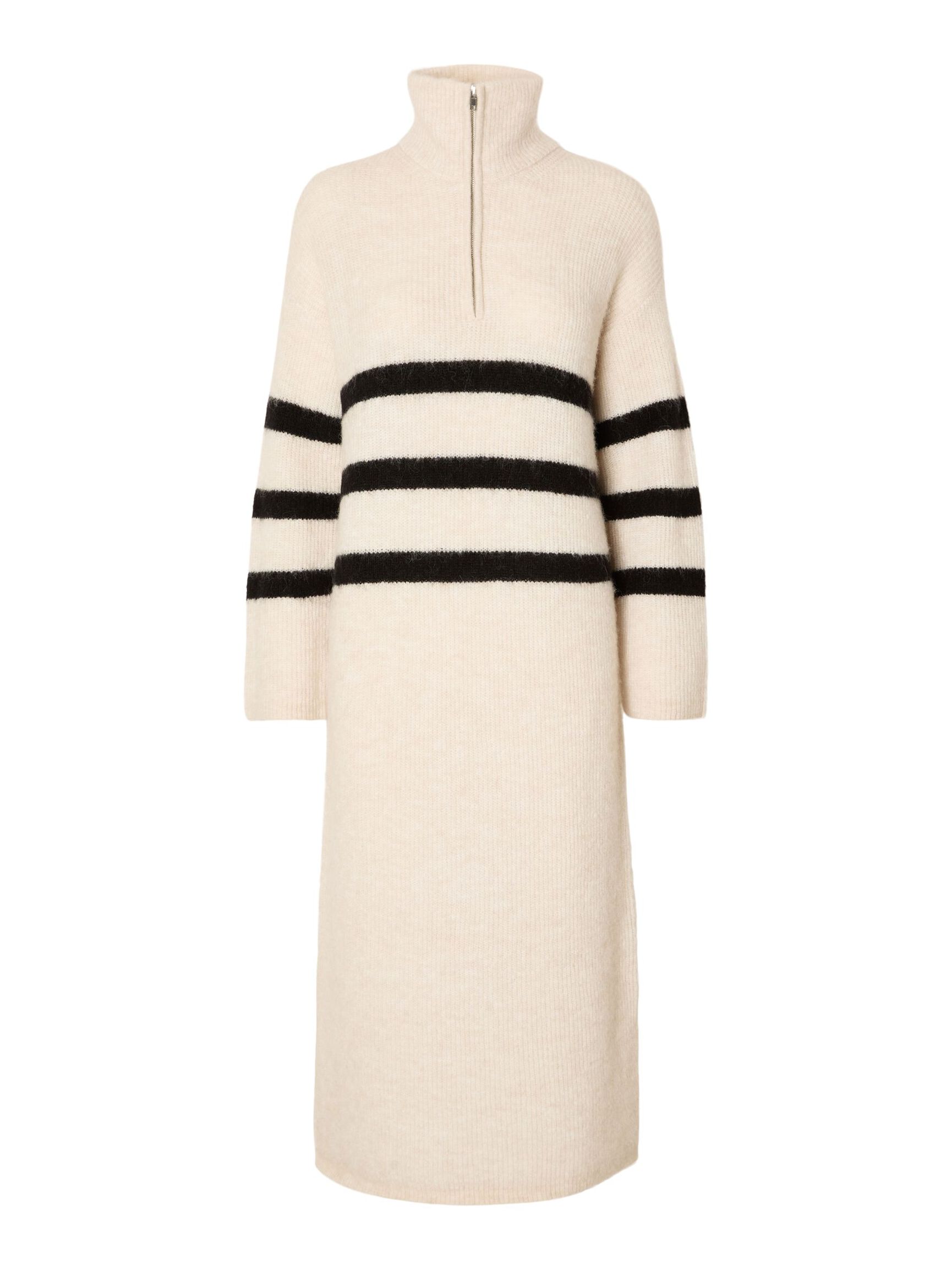 STRIPED WOOL BLEND MIDI DRESS, Birch, highres