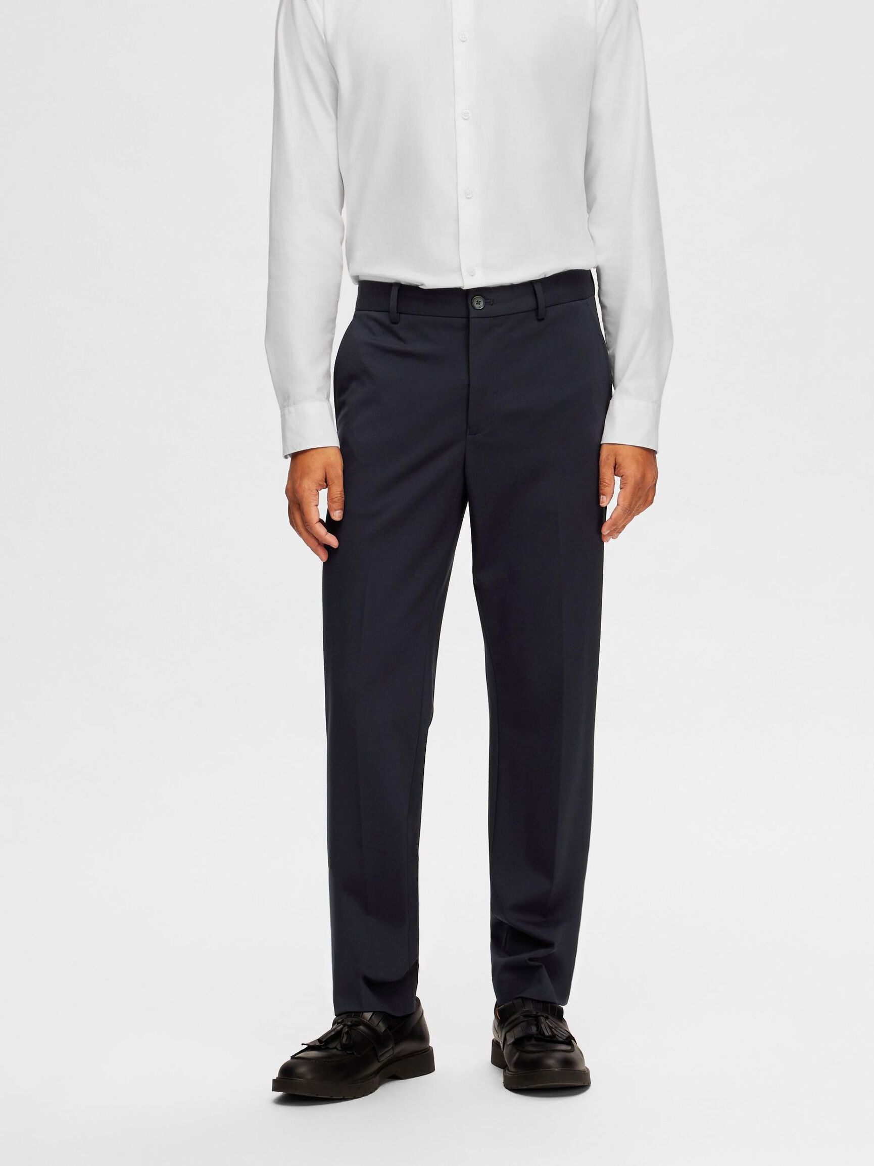 VISCOSE BLEND SLIM FIT SUIT TROUSERS, Navy Blazer, highres