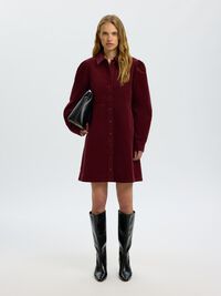 COTTON CORDUROY MINI DRESS, Tawny Port, highres