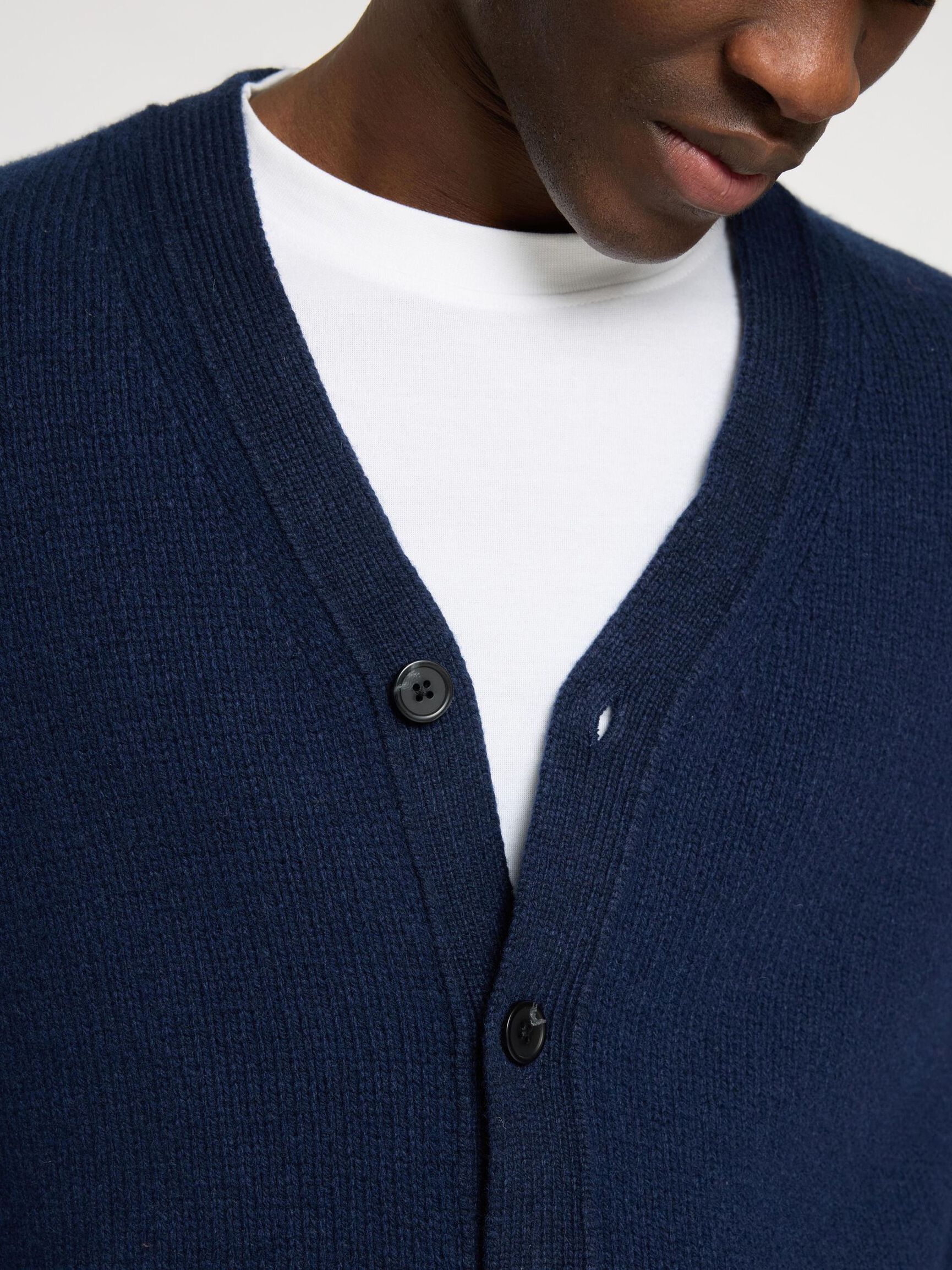 RELAXED FIT WOLLGEMISCH STRICKJACKE, Sky Captain, highres
