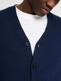 RELAXED FIT WOLLGEMISCH STRICKJACKE, Sky Captain, highres