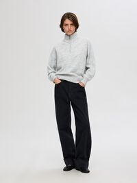 ULLBLANDING GENSER MED HALV GLIDELÅS, Light Grey Melange, highres