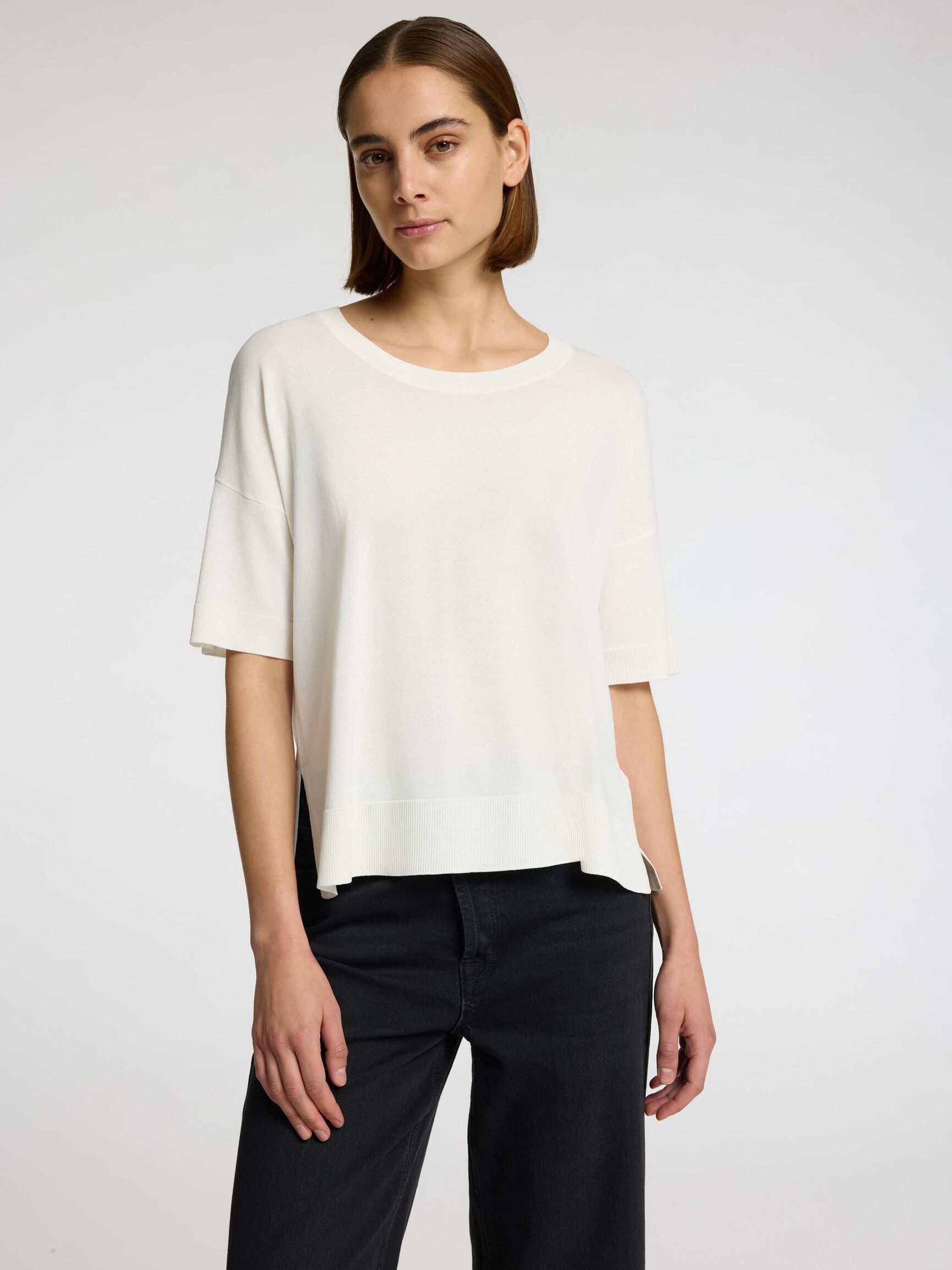 VISKOSEBLANDING LØS T-SHIRT, Snow White, highres