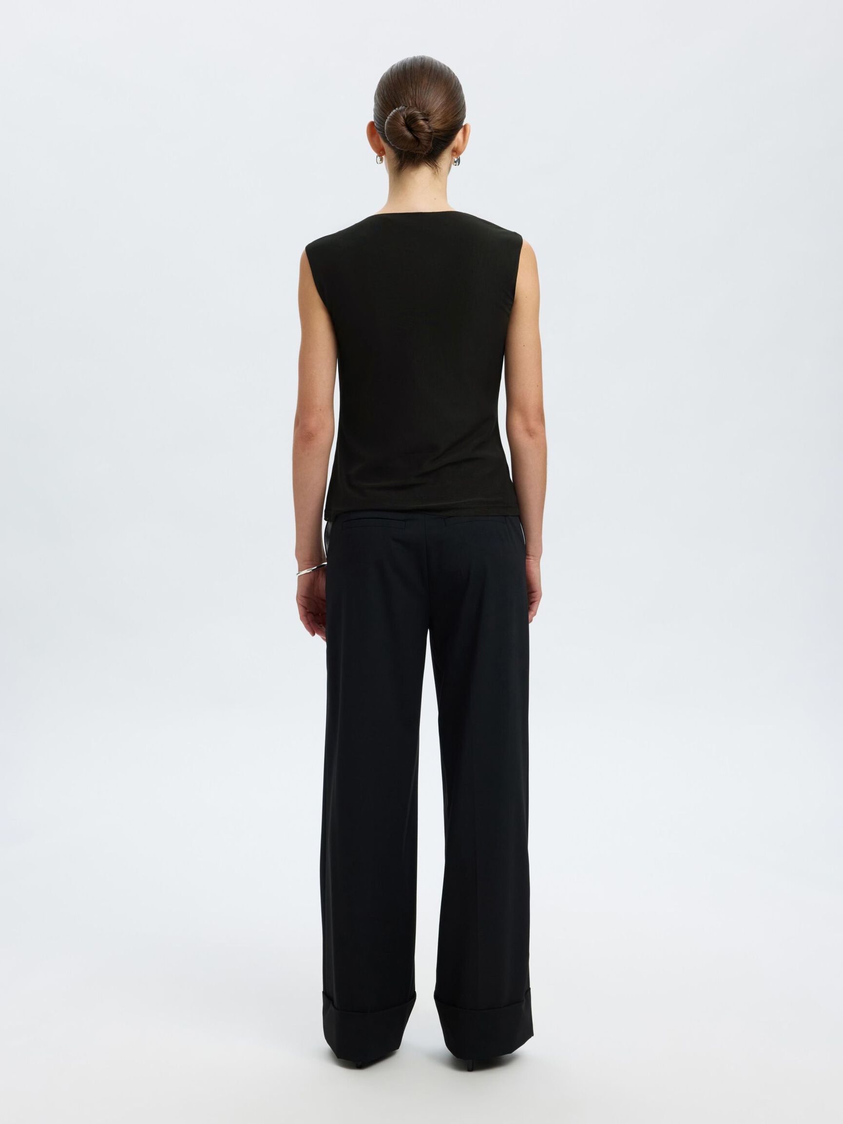 MESH  SLEEVELESS TOP, Black, highres