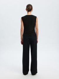 MESH  SLEEVELESS TOP, Black, highres