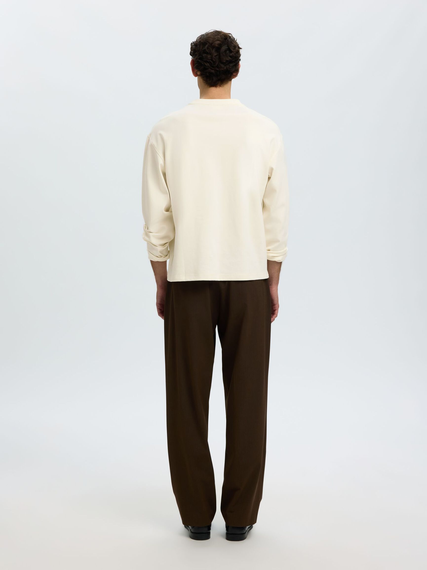 ORGANIC COTTON LONG-SLEEVED T-SHIRT, Egret, highres
