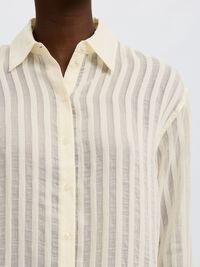 OVERSIZED FIT OVERHEMD MET LANGE MOUWEN, Egret, highres