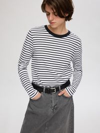 GESTREIFTES LONGSLEEVE, Black, highres