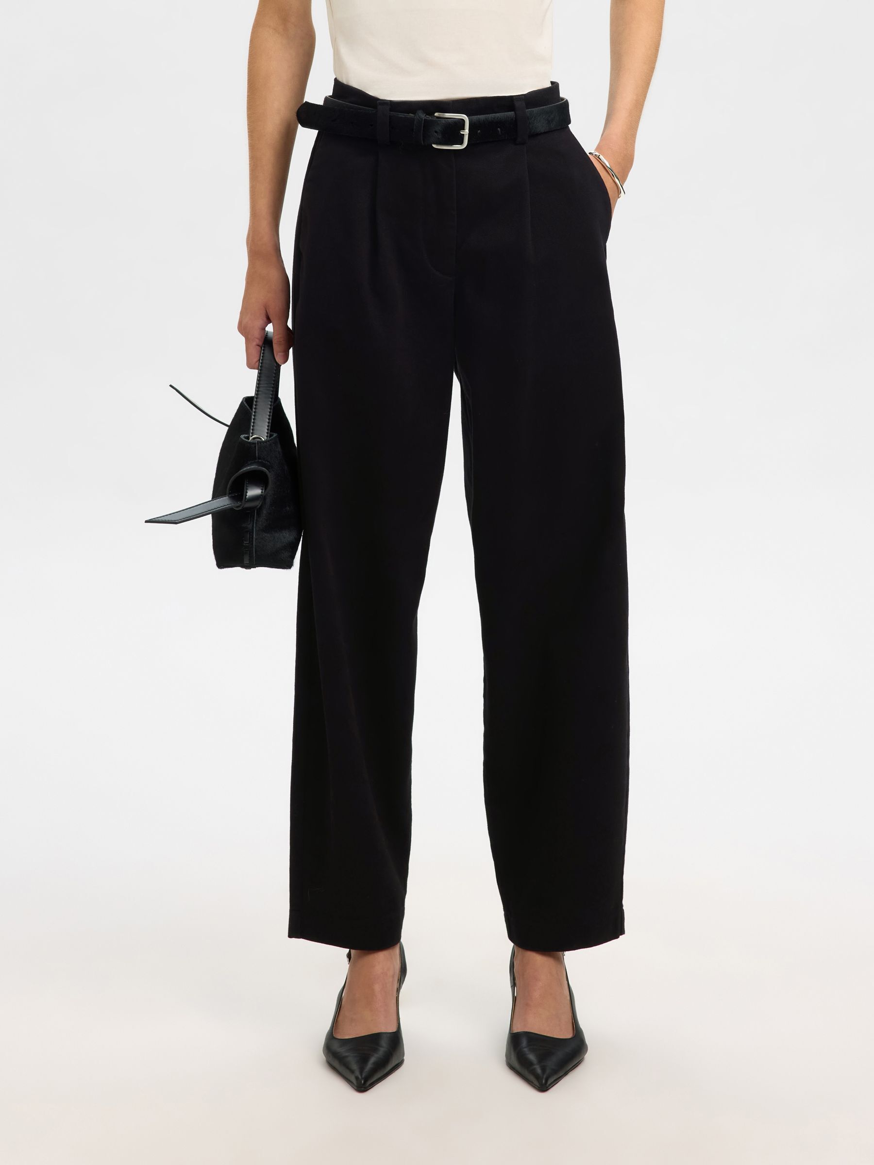 MID WAIST BARREL FIT HOSEN, Black, highres