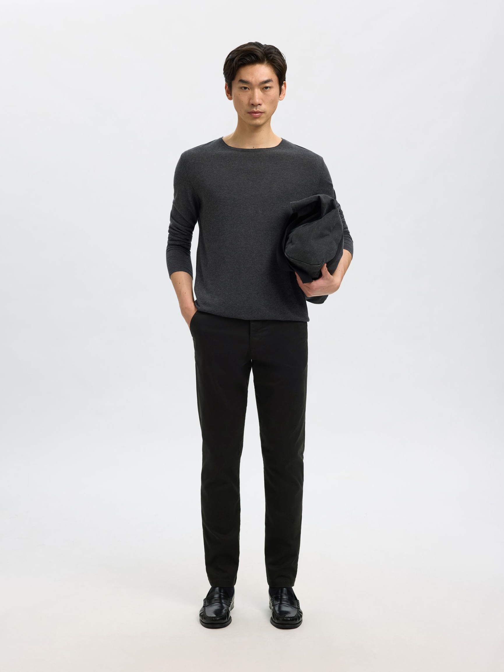 175 SLIM FIT FLEX CHINOS, Black, highres