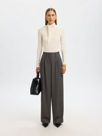HIGH WAIST WIDE-LEG TROUSERS, Black, highres