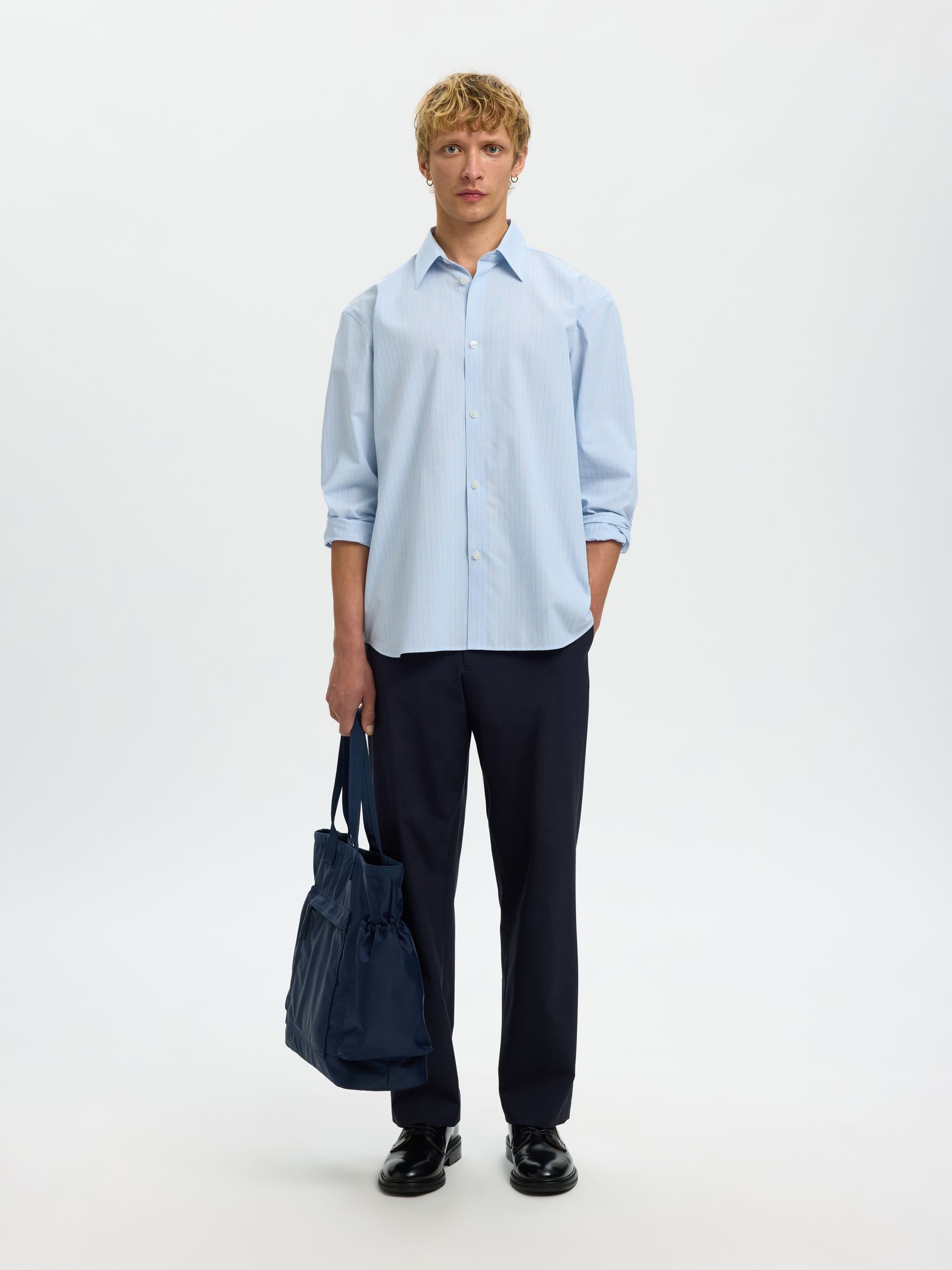 RELAXED FIT LANGARMHEMD, Della Robbia Blue, highres