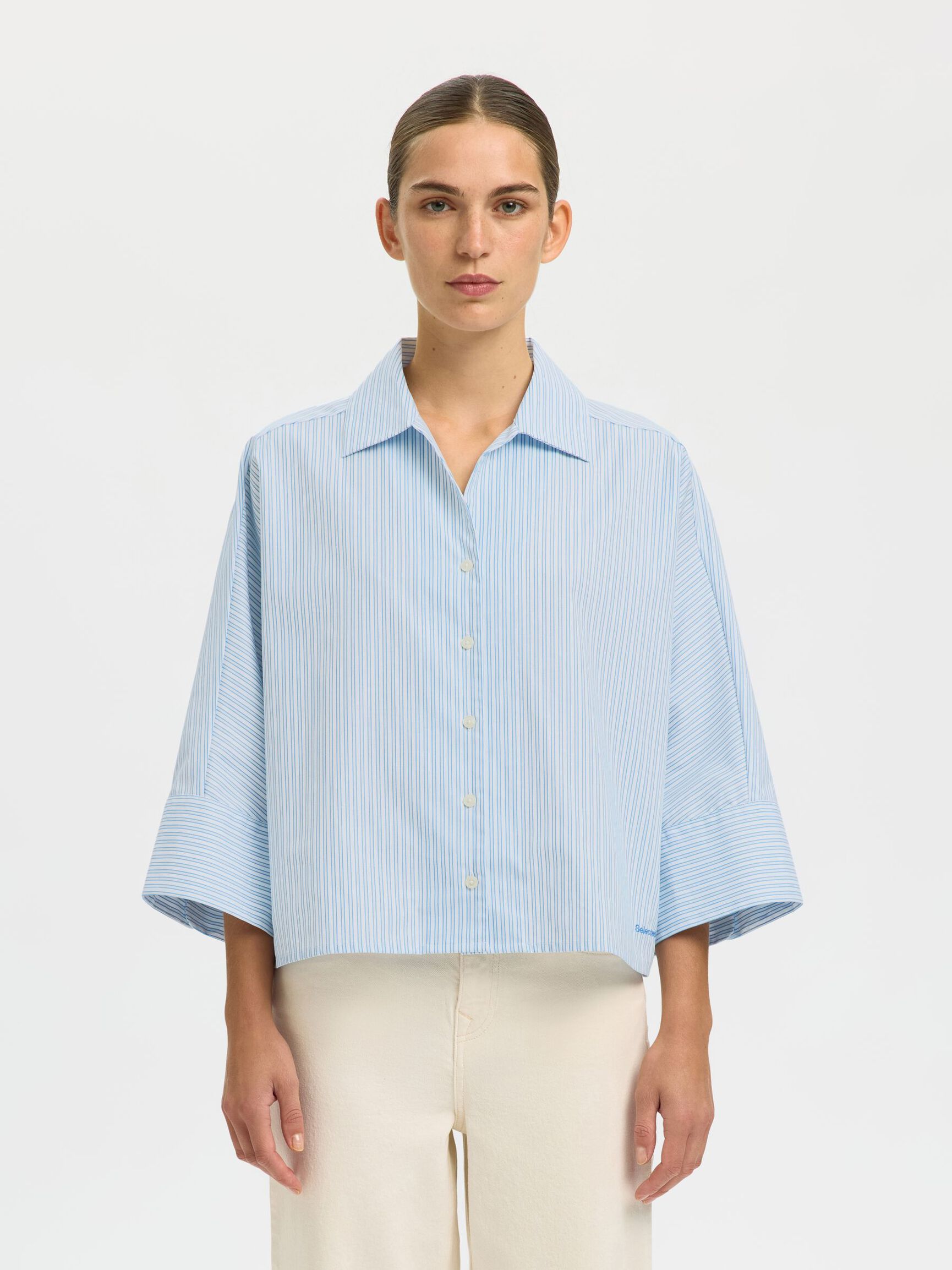 OVERSIZED 3/4 SLEEVED SHIRT, Malibu Blue, highres