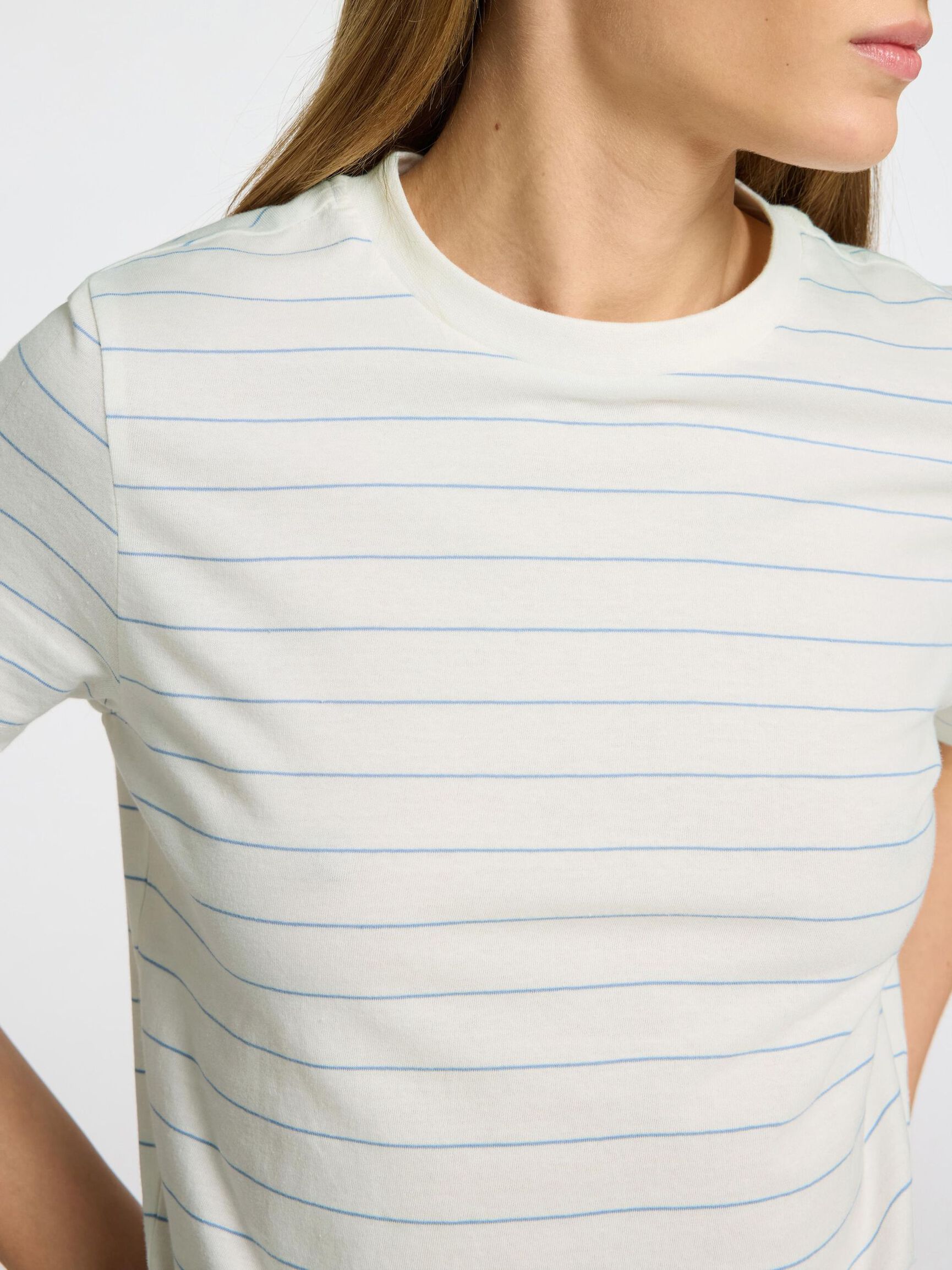 STRIPED COTTON T-SHIRT, Snow White, highres