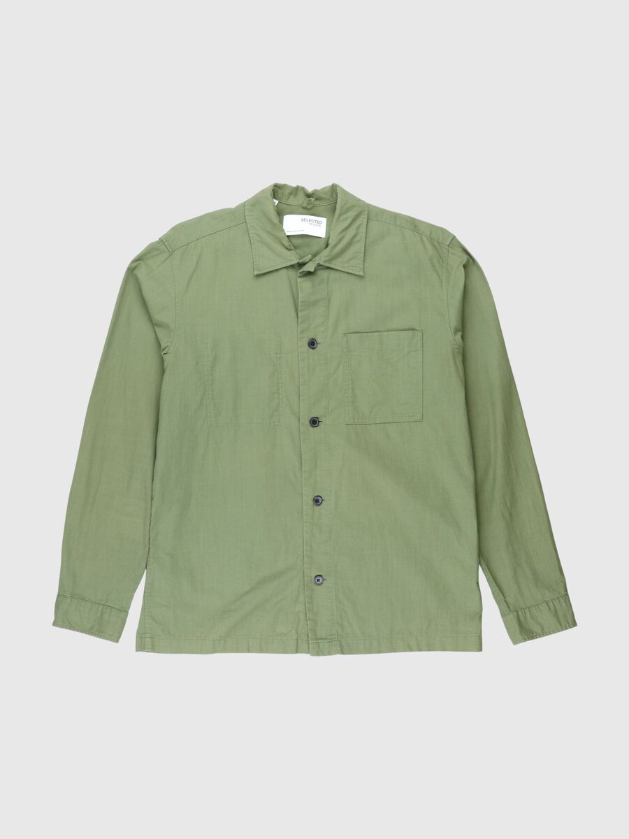 Selected PLAIN OVERSHIRT, Olivine, highres - 80000299_Olivine_001.jpg