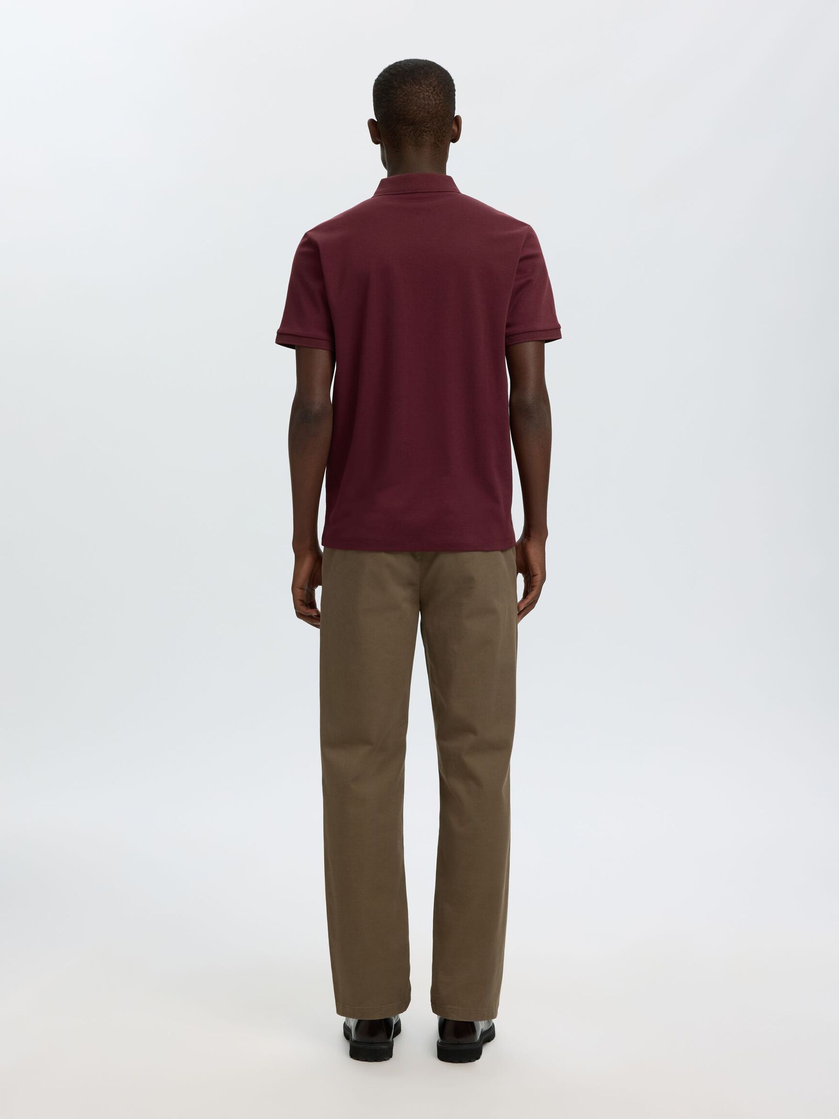 ZIPPER KNITTED POLO SHIRT, Tawny Port, highres