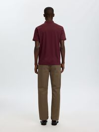 ZIPPER KNITTED POLO SHIRT, Tawny Port, highres