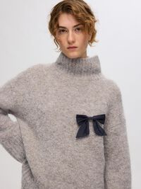 WOLLGEMISCH HIGH NECK PULLOVER, Steel Gray, highres